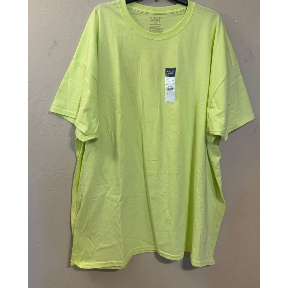 Athletic Works T-Shirt Men 3XL Sonic Lime Loose Fit Cotton Tee NEW